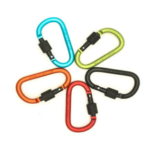 Load image into Gallery viewer, 2pcs 8cm Aluminum Carabiner Chain Clip Rotary Lock D Ring Buckle key Ring Camping Mountain Snap Hook Outdoor Travel Kit
