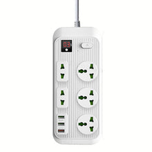 Load image into Gallery viewer, PC Power Strip Multi Plug with 5 AC Outlets QC3.0 18W 3 USB Fast Charging Ports Socket Adapter US UK EU AU Timer Power Socket
