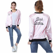 Load image into Gallery viewer, Pink Ladies Grease Costume Retro Jacket Fancy Cheerleader Women Girls Pink Autumn Coat Halloween Party Clothing
