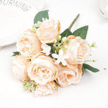 Load image into Gallery viewer, 5pcs Pink Rose Artificial Silk Flowers for Home Decoration Accessories Wedding Scrapbook Box Arrangement Christmas Peony Fake Bouquet
