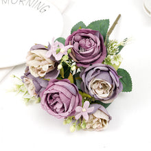 Load image into Gallery viewer, 5pcs Pink Rose Artificial Silk Flowers for Home Decoration Accessories Wedding Scrapbook Box Arrangement Christmas Peony Fake Bouquet
