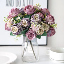Load image into Gallery viewer, 5pcs Pink Rose Artificial Silk Flowers for Home Decoration Accessories Wedding Scrapbook Box Arrangement Christmas Peony Fake Bouquet
