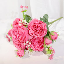 Load image into Gallery viewer, Pink Silk Peony Artificial Flowers Rose Wedding Home DIY Decor High Quality Big Bouquet Foam Accessories Craft White Fake Flower
