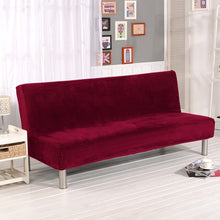 Load image into Gallery viewer, Plush fabric Fold Armless Sofa Bed Cover Folding seat slipcover Thicker covers Bench Couch Protector Elastic Futon Cover winter
