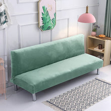 Load image into Gallery viewer, Plush fabric Fold Armless Sofa Bed Cover Folding seat slipcover Thicker covers Bench Couch Protector Elastic Futon Cover winter
