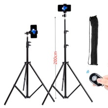 Load image into Gallery viewer, Portable 160cm 200cm Selfie Strong Photo Tripod Stand For Mobile Phone Digital Camera Ring lamp With Bluetooth Remote
