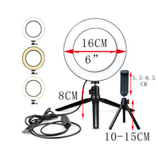 Load image into Gallery viewer, Portable Selfie Ringlight Adjustable Tripod Remote Photography Lighting Phone Photo Led Ring Fill Light Lamp Youtube FIll
