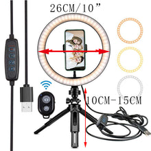 Load image into Gallery viewer, Portable Selfie Ringlight Adjustable Tripod Remote Photography Lighting Phone Photo Led Ring Fill Light Lamp Youtube FIll
