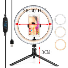 Load image into Gallery viewer, Portable Selfie Ringlight Adjustable Tripod Remote Photography Lighting Phone Photo Led Ring Fill Light Lamp Youtube FIll
