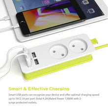 Load image into Gallery viewer, Power Strip 1/2 Way EU Plug 1200W 250V 1.5m Cable Wall Multiple Socket Portable 4 USB Port for Mobile Phones Smartphones Tablets
