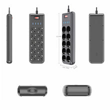 Load image into Gallery viewer, Power Strip 10 Way AC Outlets Plug Socket USB Charging Port 2m Extension Cord for Computer TV Smartphone Homekit Appliances
