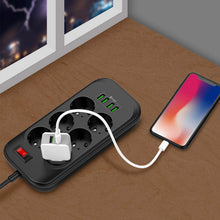 Load image into Gallery viewer, Power Strip, 6 Outlets 4 USB Charging Ports 2500W Power Strip Flat Plug, 2M Extension Cord, for Home, Office, Computer, TV
