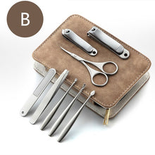 Load image into Gallery viewer, Professional Manicure Kit 8PCS Stainless Steel Nail Clippers Set Pedicure Set Nail Grooming Kit Travel Nail Tool For Women &amp; Men
