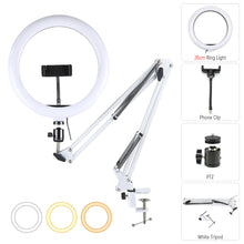 Load image into Gallery viewer, Profissional LED Ring Light Phone Stand With Folding Lazy Arm Holder Dimmable Photography Ringlight For YouTube Live Streaming
