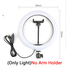 Load image into Gallery viewer, Profissional LED Ring Light Phone Stand With Folding Lazy Arm Holder Dimmable Photography Ringlight For YouTube Live Streaming
