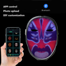 Load image into Gallery viewer, Programmable LED Luminous Mask Carnival Festival Changing Face Light Up Party Halloween Christmas Mask Decor  Bluetooth Contorl
