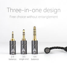 Load image into Gallery viewer, Q1 MAX 16 Stand 352 Cores Earphones Upgrade Cable 3 in 1 Silver Plated MMCX QDC KZ C Pin for QKZ HBB ZXT AS16 PRO ZSN PRO X
