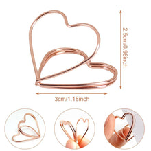 Load image into Gallery viewer, 10pcs Love Shape Metal Photo Clip Wedding Signs Wedding Table Numbers Place Cards Holder Wedding Table Decor Party Supplies
