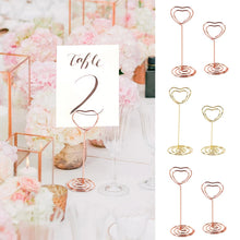 Load image into Gallery viewer, 10pcs Love Shape Metal Photo Clip Wedding Signs Wedding Table Numbers Place Cards Holder Wedding Table Decor Party Supplies
