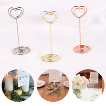 Load image into Gallery viewer, 10pcs Love Shape Metal Photo Clip Wedding Signs Wedding Table Numbers Place Cards Holder Wedding Table Decor Party Supplies
