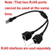 Load image into Gallery viewer, RJ45 1 Male to 2 Female Socket Port LAN Ethernet Network Splitter Y Stable Transmission Cat5e Cat5 Cat6 Easy Adapter Cable
