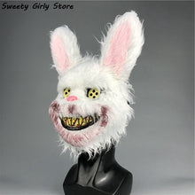 Load image into Gallery viewer, Rabbit Cosplay Mask Halloween Party Scary Head Cover Halloween Carnival Costume Headgear Props Handmade Dance Masquerade Horror
