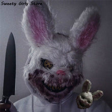 Load image into Gallery viewer, Rabbit Cosplay Mask Halloween Party Scary Head Cover Halloween Carnival Costume Headgear Props Handmade Dance Masquerade Horror
