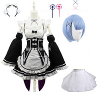 Load image into Gallery viewer, Ram/Rem Cosplay Re:zero Kara Hajimeru Isekai Seikatsu black blue red Costume Maid Servant Dress
