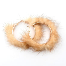 Load image into Gallery viewer, Real Mink Fur Hoop Earrings 5 cm Big size Raccoon Fur Hoop Earring Warm Christmas Gifts Circle Earrings for Winter Round Jewelry
