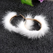 Load image into Gallery viewer, Real Mink Fur Hoop Earrings 5 cm Big size Raccoon Fur Hoop Earring Warm Christmas Gifts Circle Earrings for Winter Round Jewelry
