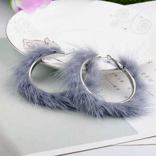 Load image into Gallery viewer, Real Mink Fur Hoop Earrings 5 cm Big size Raccoon Fur Hoop Earring Warm Christmas Gifts Circle Earrings for Winter Round Jewelry
