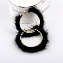 Load image into Gallery viewer, Real Mink Fur Hoop Earrings 5 cm Big size Raccoon Fur Hoop Earring Warm Christmas Gifts Circle Earrings for Winter Round Jewelry
