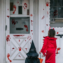 Load image into Gallery viewer, Red Blood Hand Foot Print Wall Sticker Halloween Home Decor Toilet Bathroom Decal Self Adhesive Glass Window Atmosphere Building
