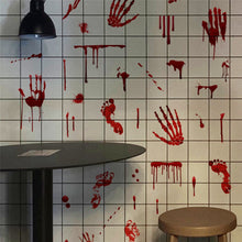 Load image into Gallery viewer, Red Blood Hand Foot Print Wall Sticker Halloween Home Decor Toilet Bathroom Decal Self Adhesive Glass Window Atmosphere Building
