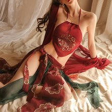 Load image into Gallery viewer, Red Hanfu Sleepwear Cosplay Costumes Sexy Lingerie Women Chinese Classic Bride Outfit Cute  See Through Erotic Wedding Set
