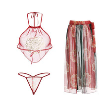 Load image into Gallery viewer, Red Hanfu Sleepwear Cosplay Costumes Sexy Lingerie Women Chinese Classic Bride Outfit Cute  See Through Erotic Wedding Set
