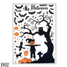 Load image into Gallery viewer, Removable Halloween Wall Stickers Horror Grim Reaper Witch Pumpkin Window Stickers For Halloween Party Home Bar Floor Wall Decal
