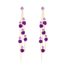 Load image into Gallery viewer, Retro Classic Wine Red Flowers Tassel Earrings For Women Temperament Long Pendant Ear Nail Korean Style Jewelry

