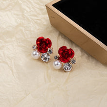 Load image into Gallery viewer, Retro Classic Wine Red Flowers Tassel Earrings For Women Temperament Long Pendant Ear Nail Korean Style Jewelry

