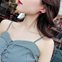 Load image into Gallery viewer, Retro Classic Wine Red Flowers Tassel Earrings For Women Temperament Long Pendant Ear Nail Korean Style Jewelry
