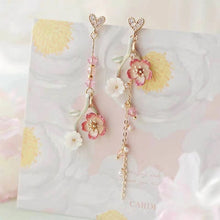 Load image into Gallery viewer, Retro Classic Wine Red Flowers Tassel Earrings For Women Temperament Long Pendant Ear Nail Korean Style Jewelry
