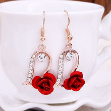 Load image into Gallery viewer, Retro Classic Wine Red Flowers Tassel Earrings For Women Temperament Long Pendant Ear Nail Korean Style Jewelry
