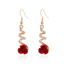Load image into Gallery viewer, Retro Classic Wine Red Flowers Tassel Earrings For Women Temperament Long Pendant Ear Nail Korean Style Jewelry
