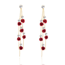 Load image into Gallery viewer, Retro Classic Wine Red Flowers Tassel Earrings For Women Temperament Long Pendant Ear Nail Korean Style Jewelry
