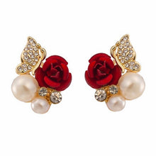 Load image into Gallery viewer, Retro Classic Wine Red Flowers Tassel Earrings For Women Temperament Long Pendant Ear Nail Korean Style Jewelry
