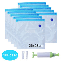 Load image into Gallery viewer, Reusable Vacuum Bags for Food Storage Seal Bags Set Ziplock Freezer Bag with Hand Pump Bag Sous Vide Bags Packages for Freezing
