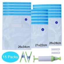 Load image into Gallery viewer, Reusable Vacuum Bags for Food Storage Seal Bags Set Ziplock Freezer Bag with Hand Pump Bag Sous Vide Bags Packages for Freezing
