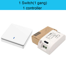 Load image into Gallery viewer, 433Mhz Wireless Push Button Smart Light Switch  Remote Control 90-250V 10Amp 1CH RF Relay Receiver Transmitter for Fan Lamp
