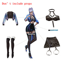 Load image into Gallery viewer, Game LOL KDA Cosplay Costume Evelynn Cosplay Costume Women Sexy KDA All Out Evelynn Costume Halloween Bra Skirt Full Set

