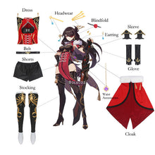 Load image into Gallery viewer, Cosplay Costume Beidou Cosplay Costume Women Black Red Costume Halloween Dress Cloak Full Set
